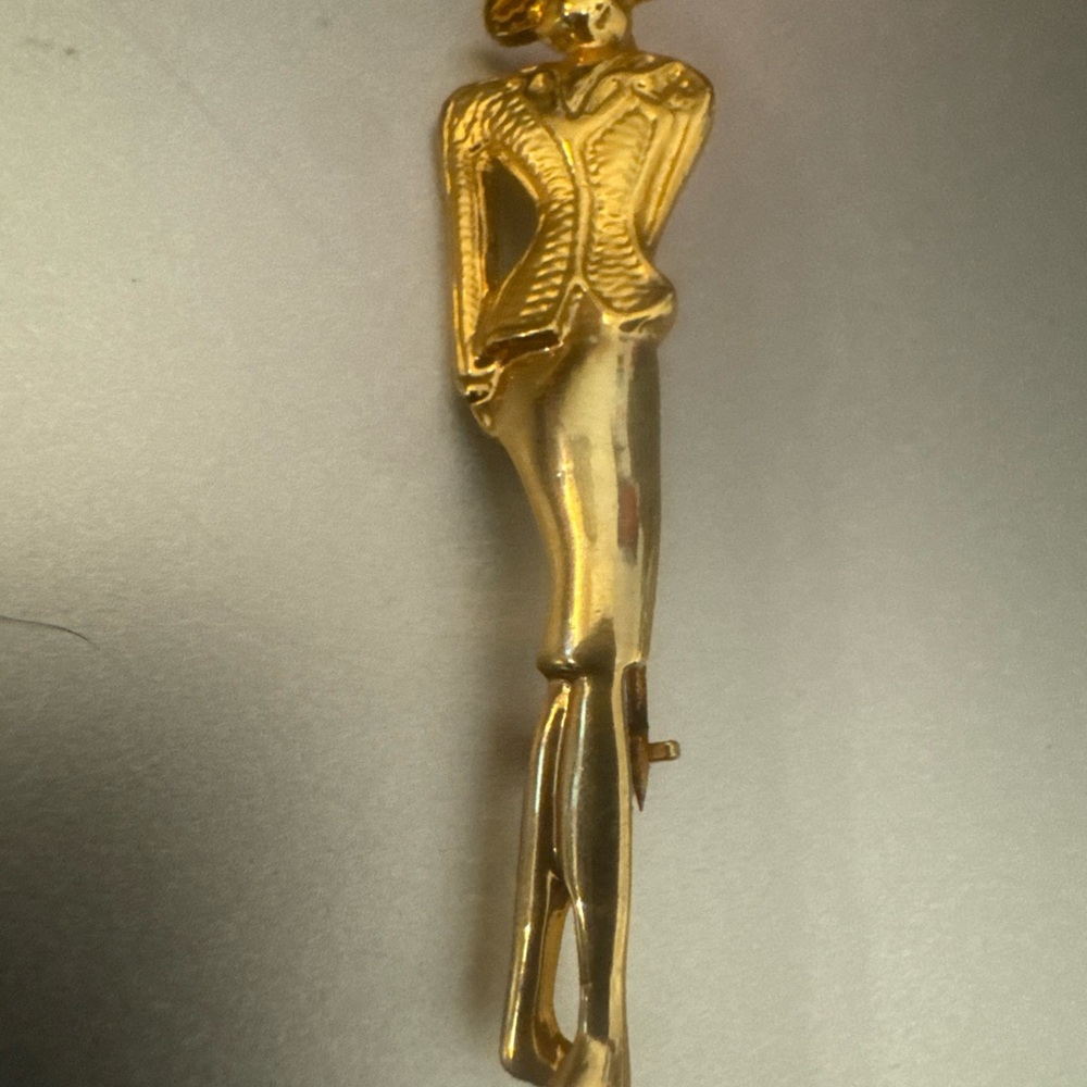 Elegant Gold-Toned Woman Figure Brooch